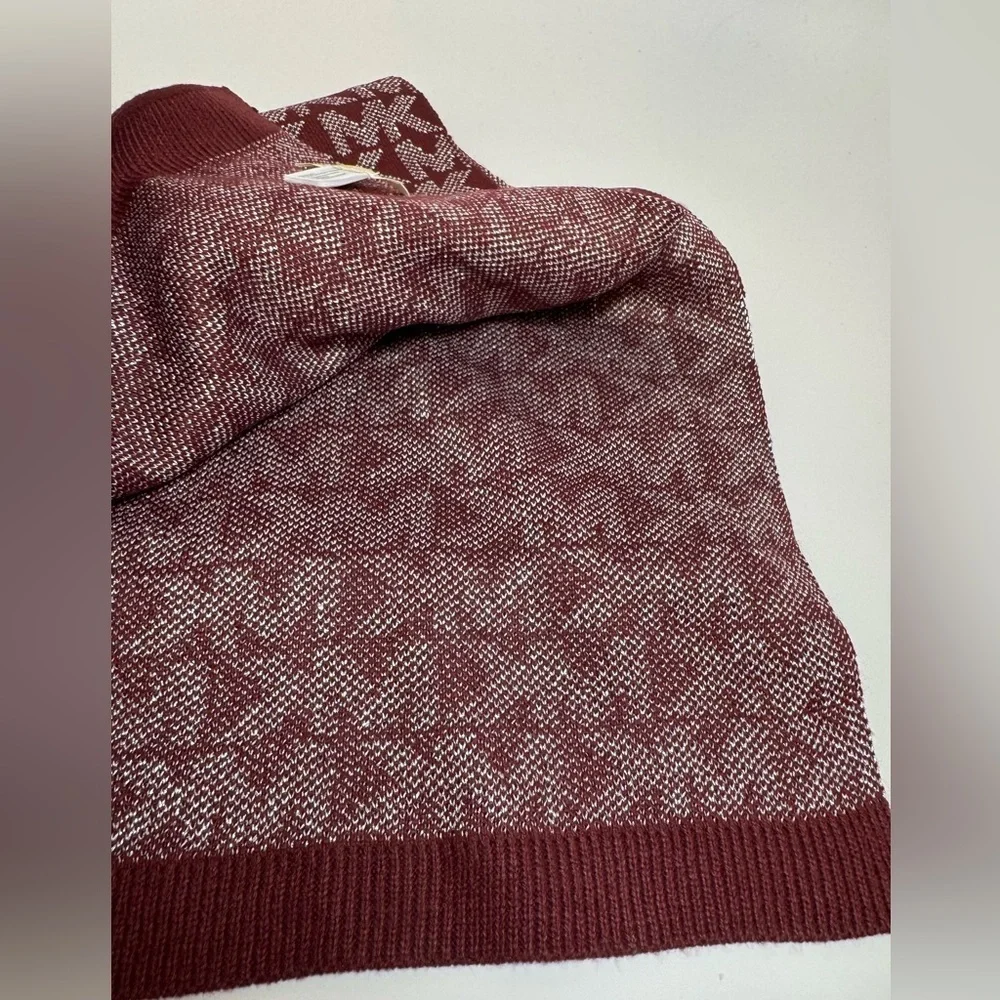 Michael Kors Scarf Winter Burgundy Glitter Silver Monogram Designer Accessory